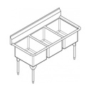 Franke RTL2472-1 Restaurant Series 16 Gauge Triple Sink