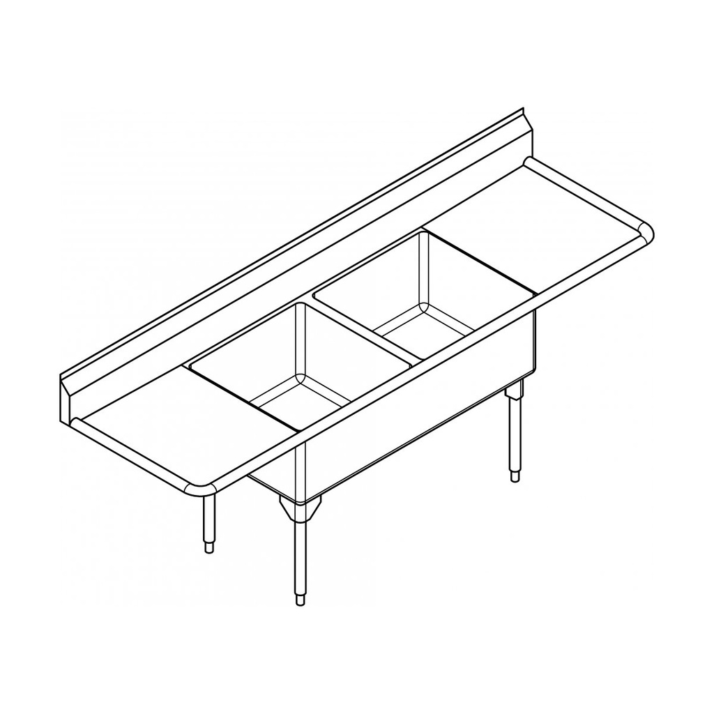 Franke WDL2436LR-1 World Class Series 14 Gauge Double Sink