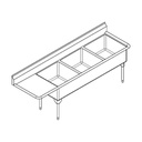 Franke WTL2454L-1 World Class Series 14 Gauge Triple Sink