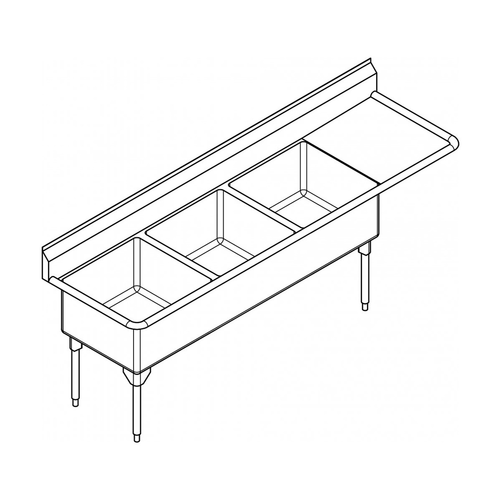 Franke WTL2472R-1 World Class Series 14 Gauge Triple Sink