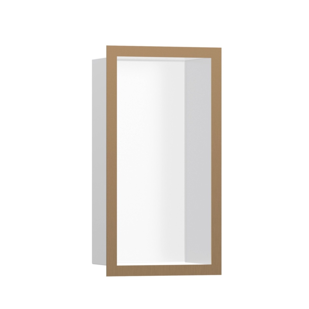 Hansgrohe 56096140 Xtrastoris Individual Wall Niche Matte White With Design Frame Brushed Bronze