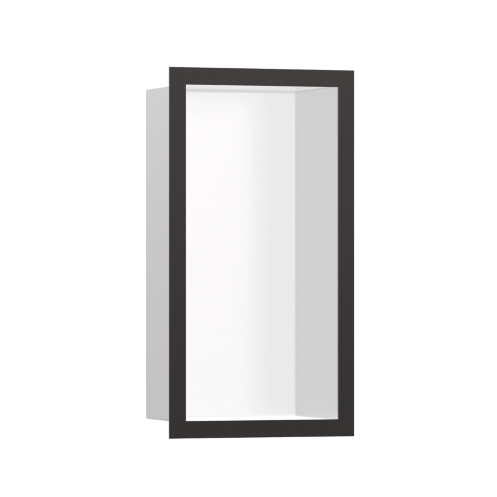 Hansgrohe 56096340 Xtrastoris Individual Wall Niche Matte White With Design Frame Brushed Black Chrome