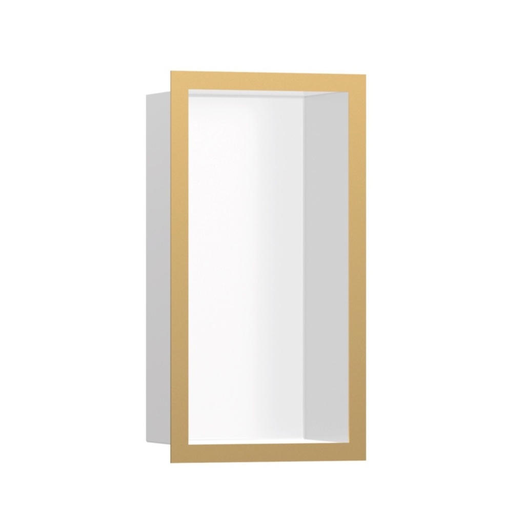 Hansgrohe 56096990 Xtrastoris Individual Wall Niche Matte White With Design Frame Polished Gold Optic