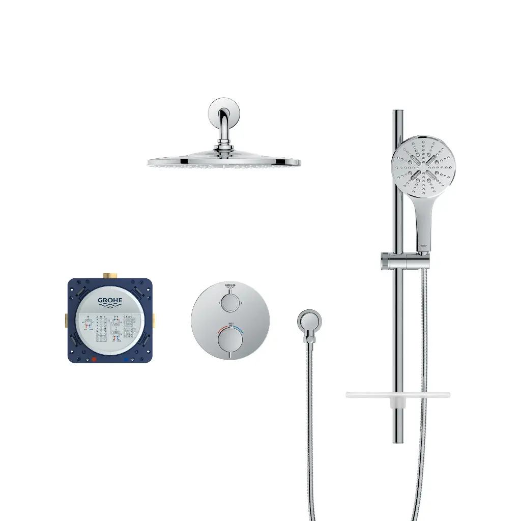Grohe 1030660000 Rainshower GrohTherm 2-Handle Thermostatic Dual Function Shower Kit Chrome