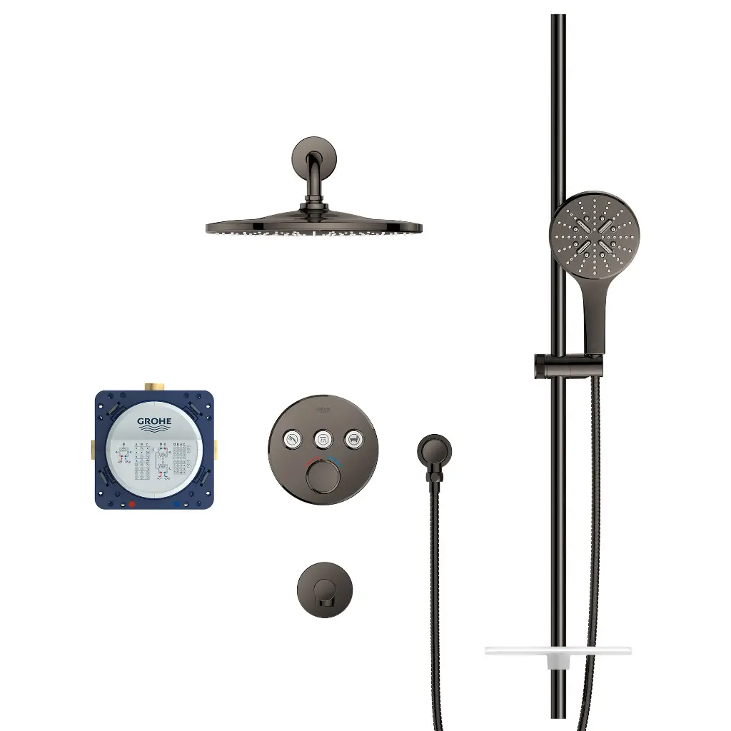 Grohe 103082A000 Rainshower SmartControl Thermostatic Triple Function Shower Kit Hard Graphite