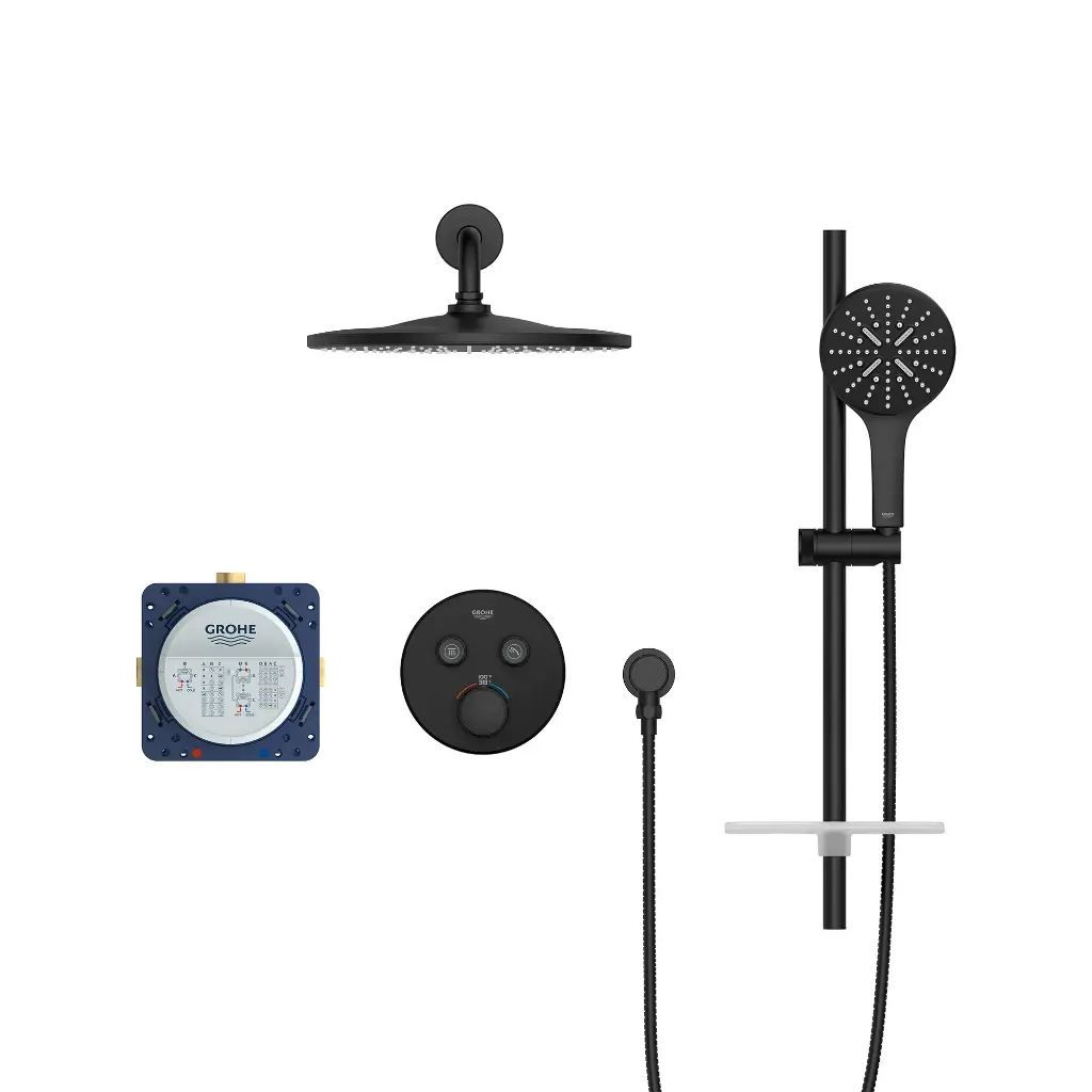 Grohe 1030702430 Rainshower SmartControl Thermostatic Dual Function Shower Kit Matte Black