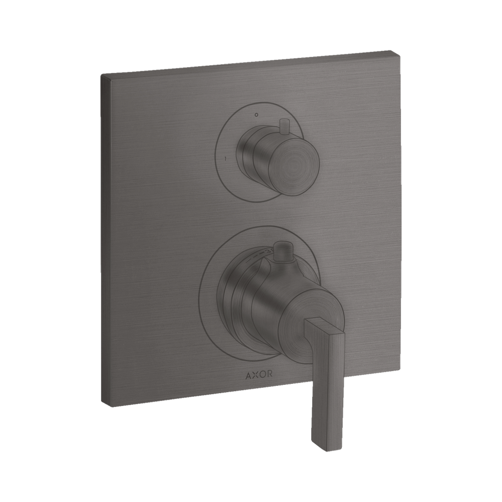Hansgrohe 39720341 Axor Citterio Thermostatic Trim with Volume Control and Diverter Brushed Black Chrome