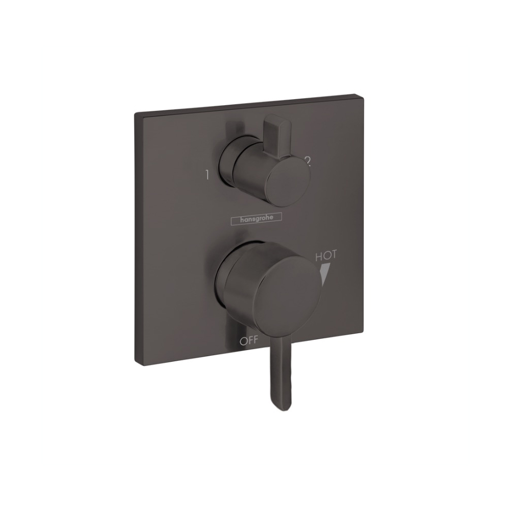 Hansgrohe 15862341 Ecostat Pressure Balance Trim Square With Diverter Brushed Black Chrome