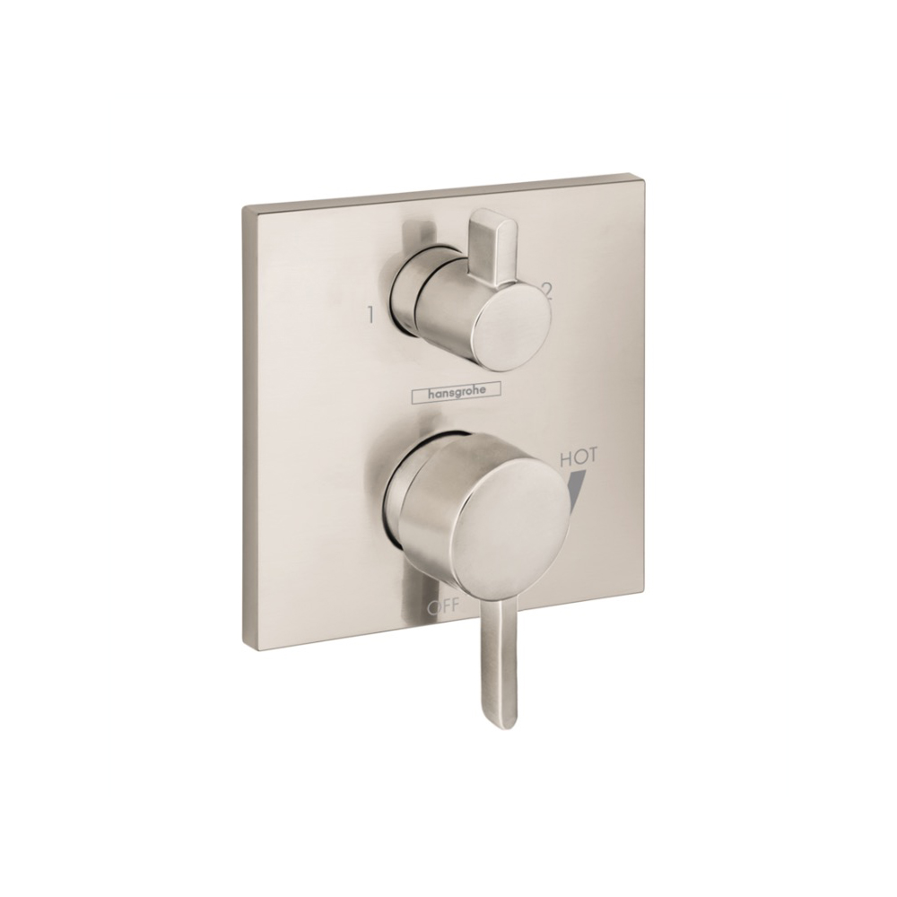 Hansgrohe 15862821 Ecostat Pressure Balance Trim Square With Diverter Brushed Nickel