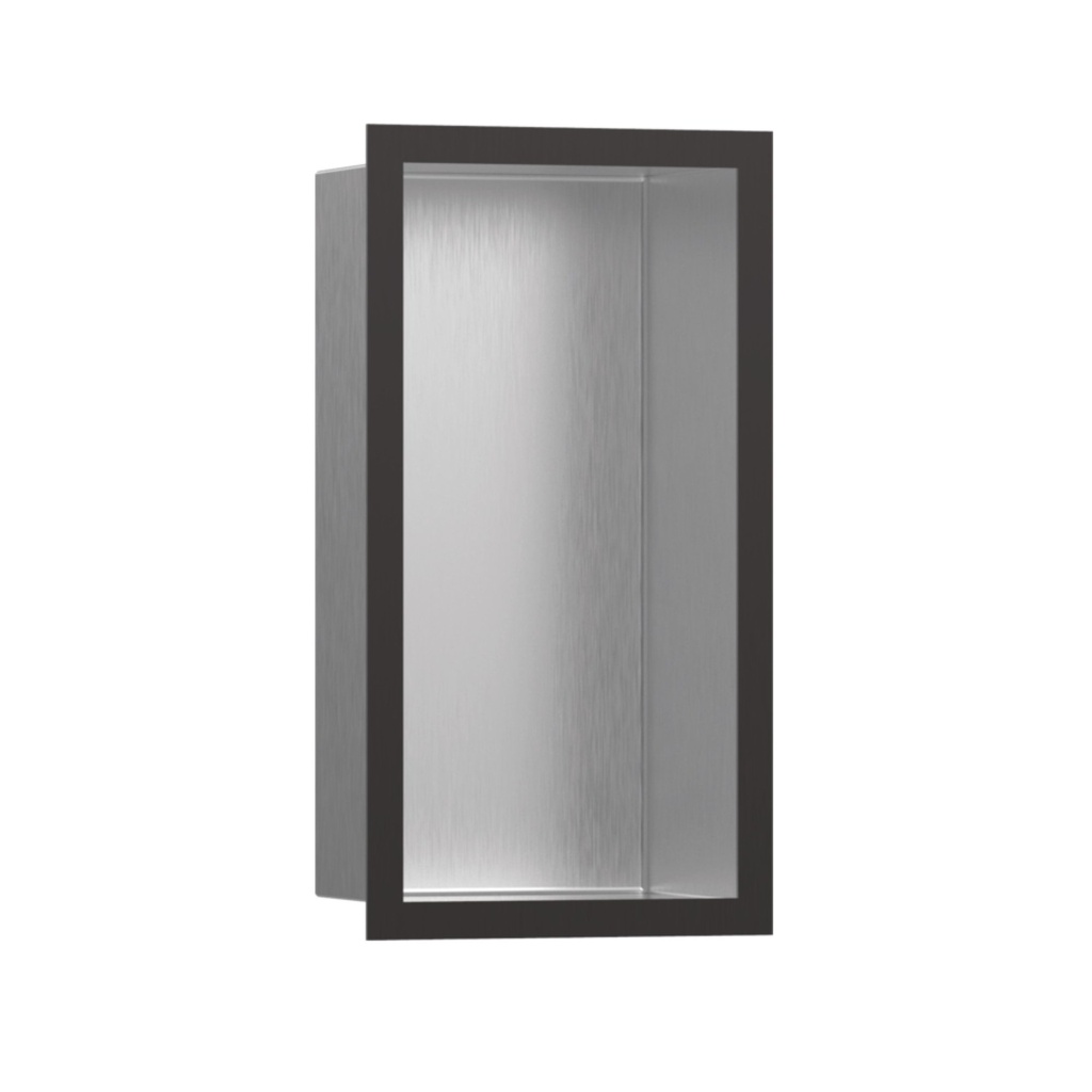 Hansgrohe 56094340 Wall Niche Brushed Stainless Steel With Design Frame Brushed Black Chrome