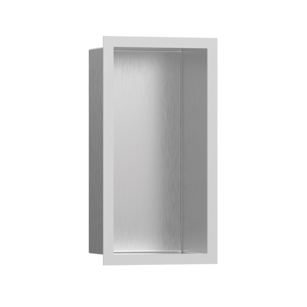 Hansgrohe 56094700 Wall Niche Brushed Stainless Steel With Design Frame Matte White
