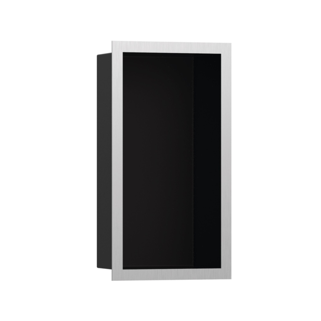 Hansgrohe 56095800 Xtrastoris Individual Wall Niche Matte Black With Design Frame Brushed Stainless Steel