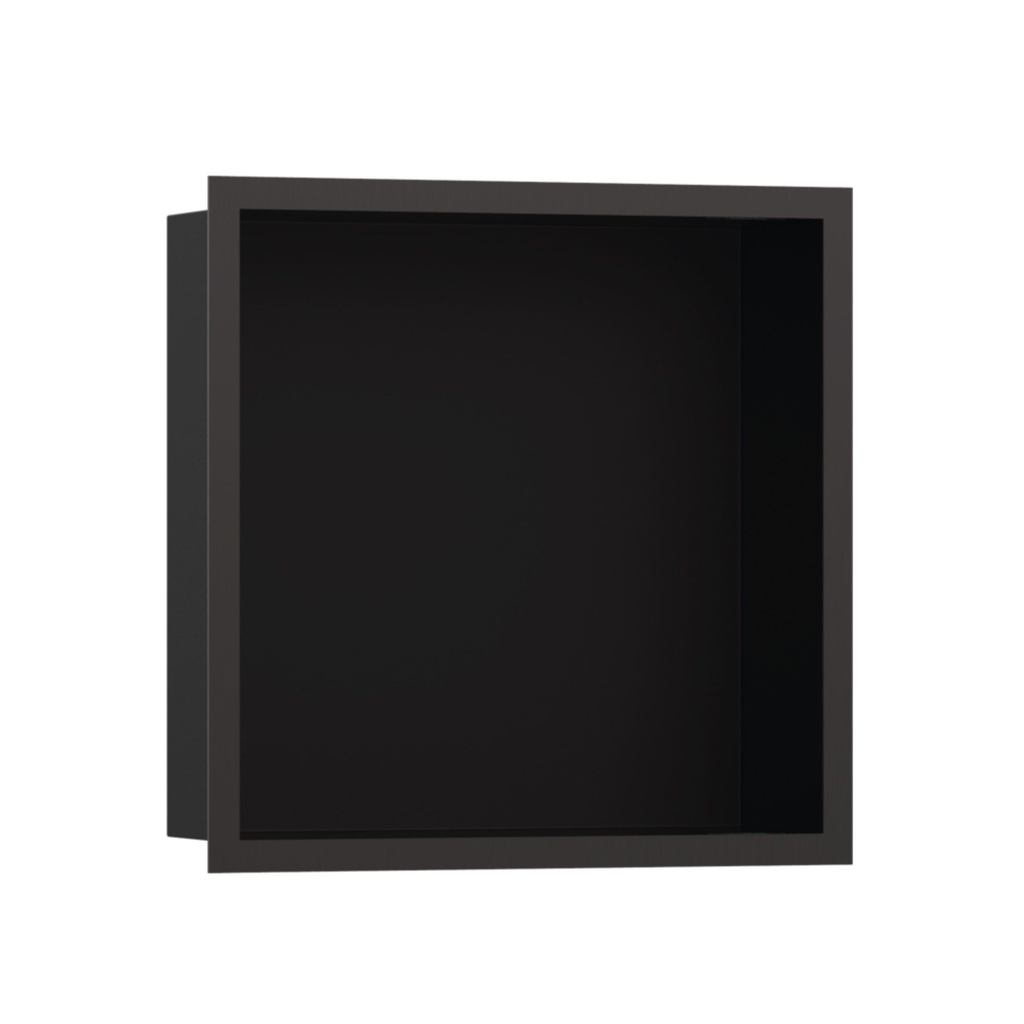 Hansgrohe 56098340 Wall Niche Matte Black With Design Frame Brushed Black Chrome