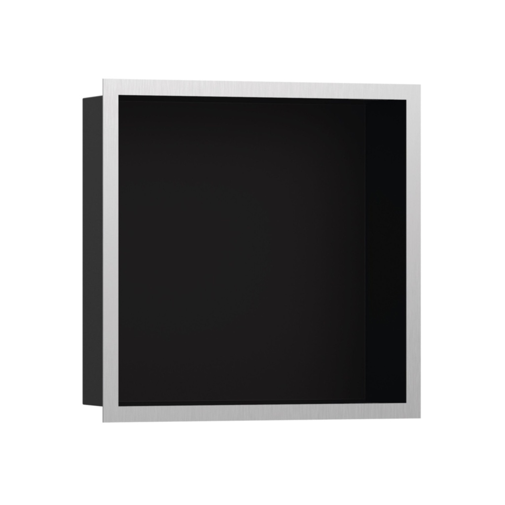 Hansgrohe 56098800 Wall Niche Matte Black With Design Frame Brushed Stainless Steel