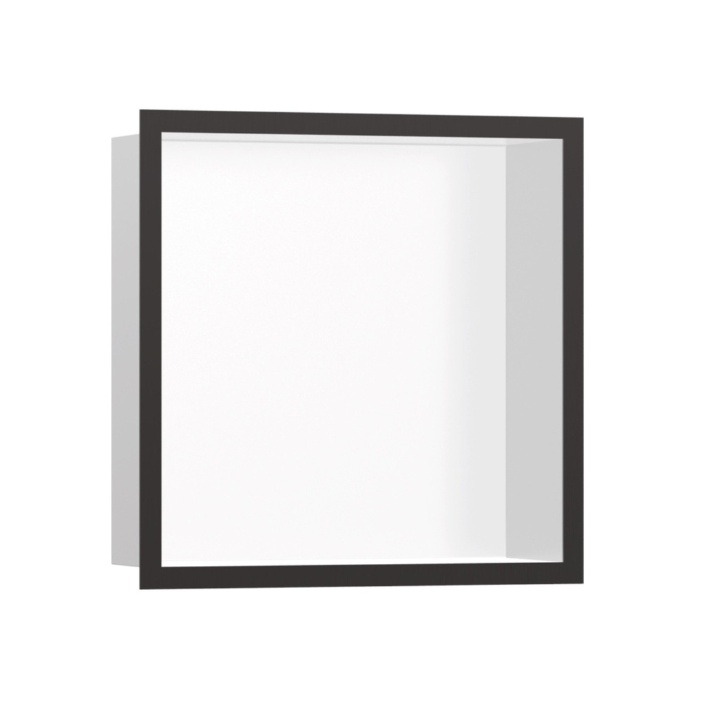 Hansgrohe 56099340 Wall Niche Matte White With Design Frame Brushed Black Chrome