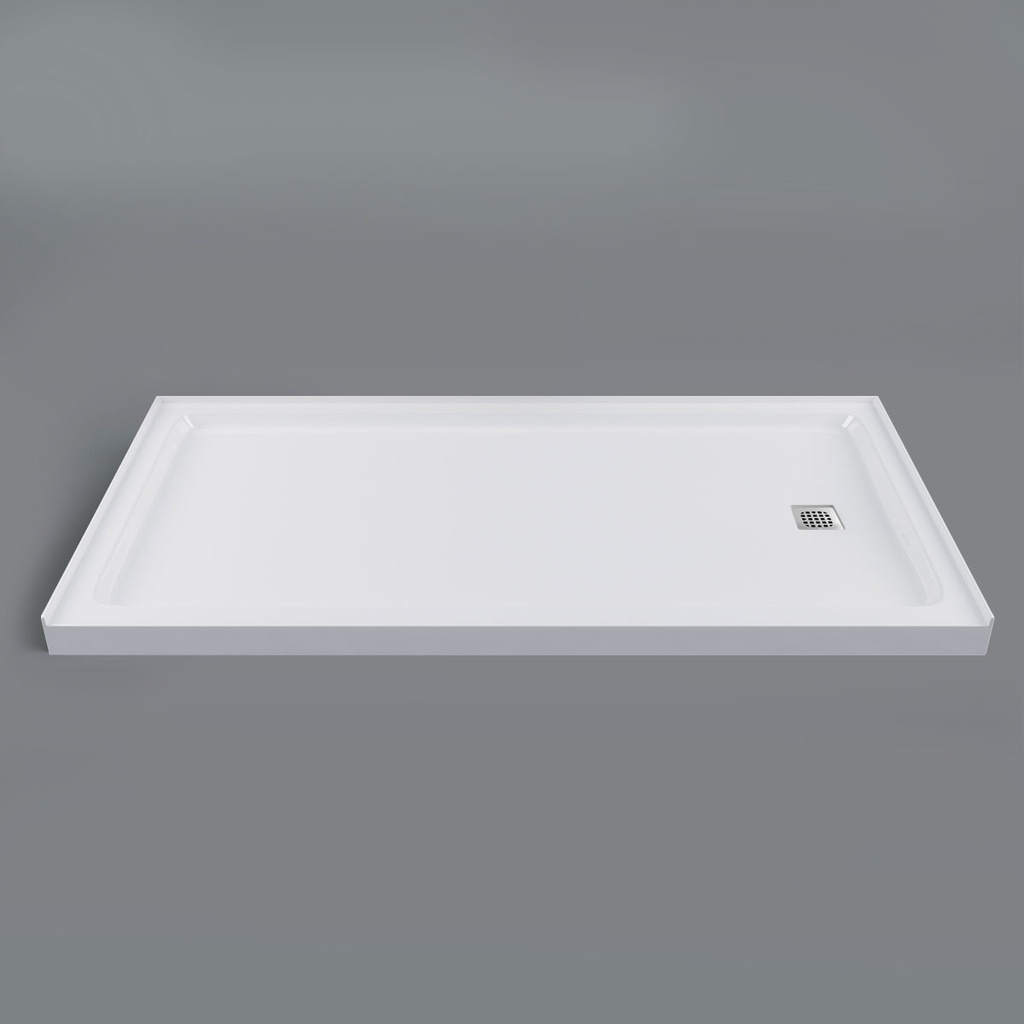 Mirolin SQD6032RA1 Strada 6032A Alcove Shower Base Right Drain White