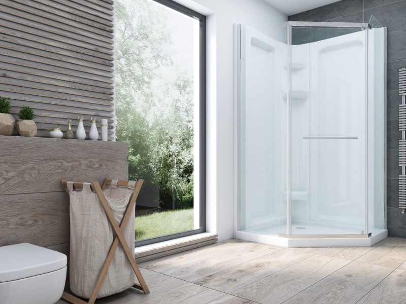 Mirolin CD38NAPS Corner 38" Neo Angle Door Plain Silver