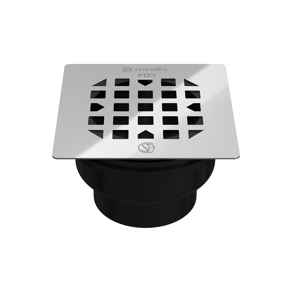 Mirolin FD3-X Square Fire Retardant Drain Chrome