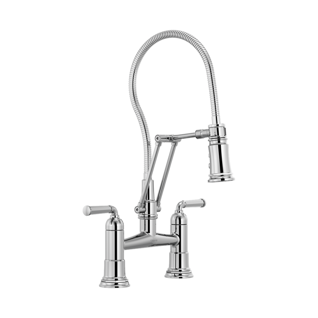 Brizo 62174LF-PC Rook Articulating Bridge Faucet With Finished Hose Chrome