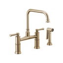 Brizo 62525LF-GL Artesso Bridge Kitchen Faucet With Spray Luxe Gold