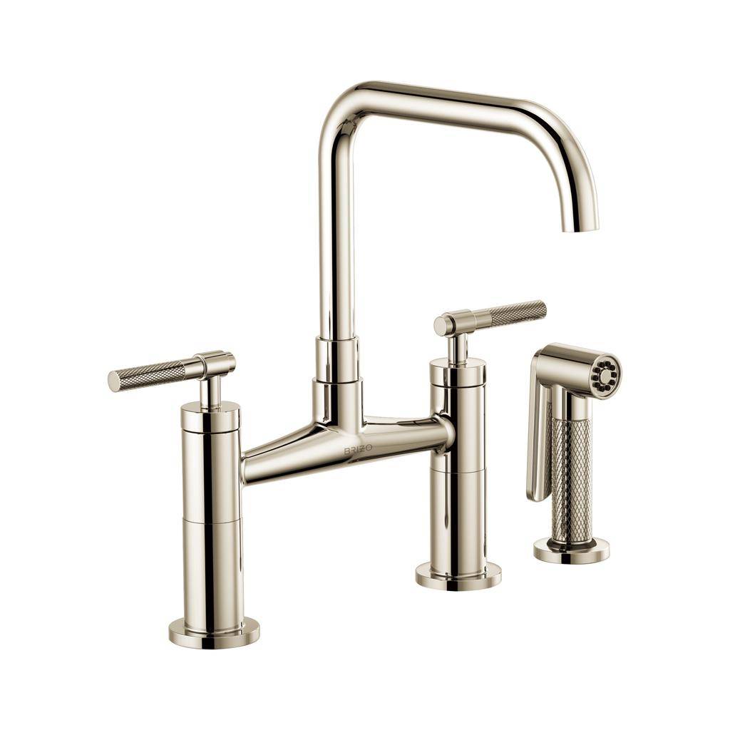 Brizo 62553LF-PN Litze Bridge Faucet Square Spout Knurled Handle Polished Nickel
