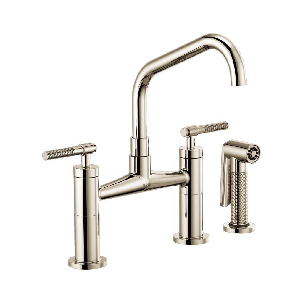 Brizo 62563LF-PN Litze Bridge Faucet Angled Spout Knurled Handle Polished Nickel