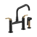 Brizo 62564LF-BLGL Litze Bridge Facuet With Angled Spout Industrial Handle Luxe Gold Matte Black