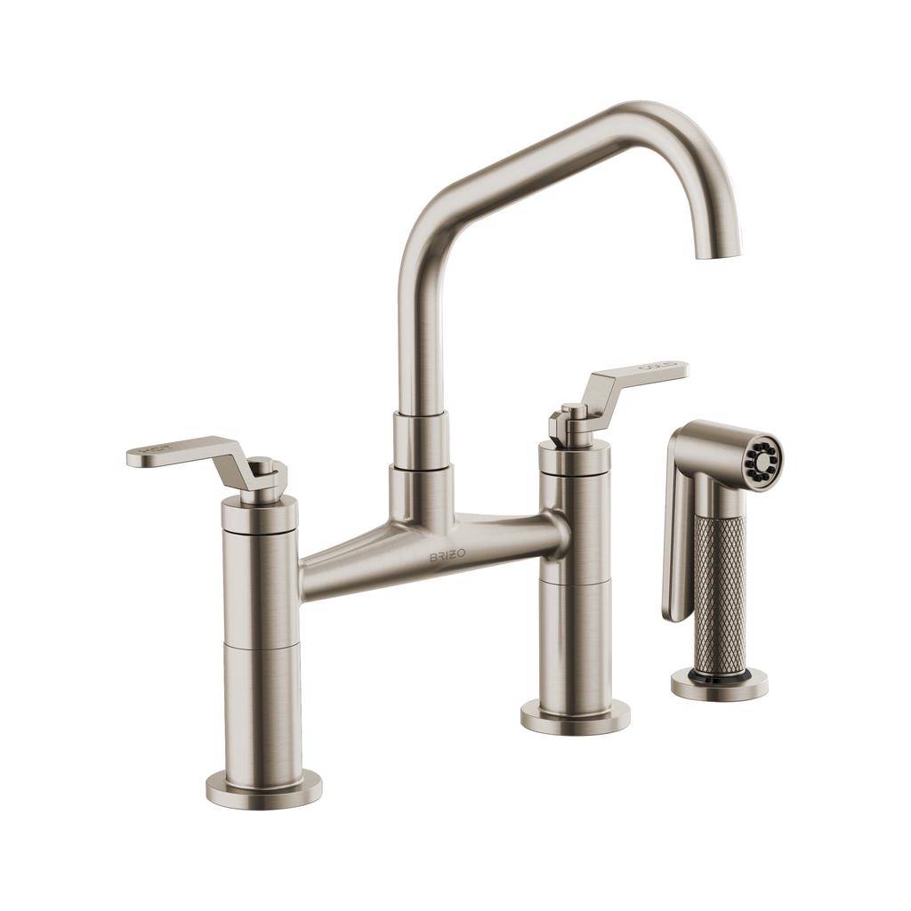 Brizo 62564LF-SS Litze Bridge Facuet With Angled Spout Industrial Handle Stainless