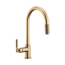 Brizo 63043LF-GL Litze Pull Down Faucet with Arc Spout Knurled-Lever Handle Luxe Gold