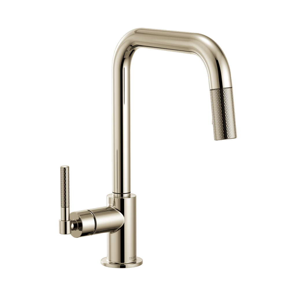 Brizo 63053LF-PN Litze Pull Down Square Spout Knurled Handle Faucet Polished Nickel