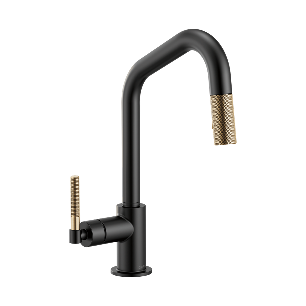 Brizo 63063LF-BLGL Litze Pull Down Angled Spout Knurled Handle Faucet Luxe Gold Matte Black