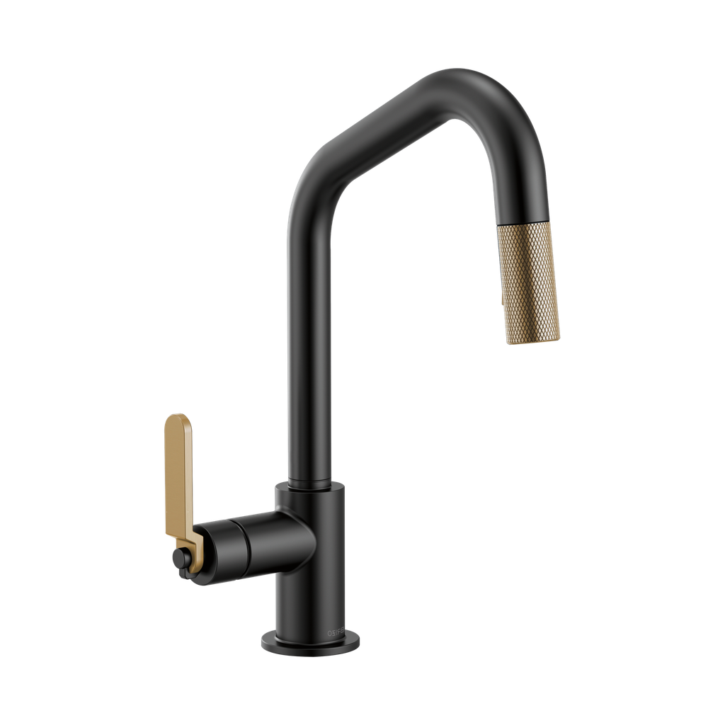 Brizo 63064LF-BLGL Litze Pull Down Angled Spout Kitchen Faucet Matte Black Luxe Gold