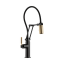 Brizo 63243LF-BLGL Litze Articulating Knurled Handle Faucet Matte Black Luxe Gold