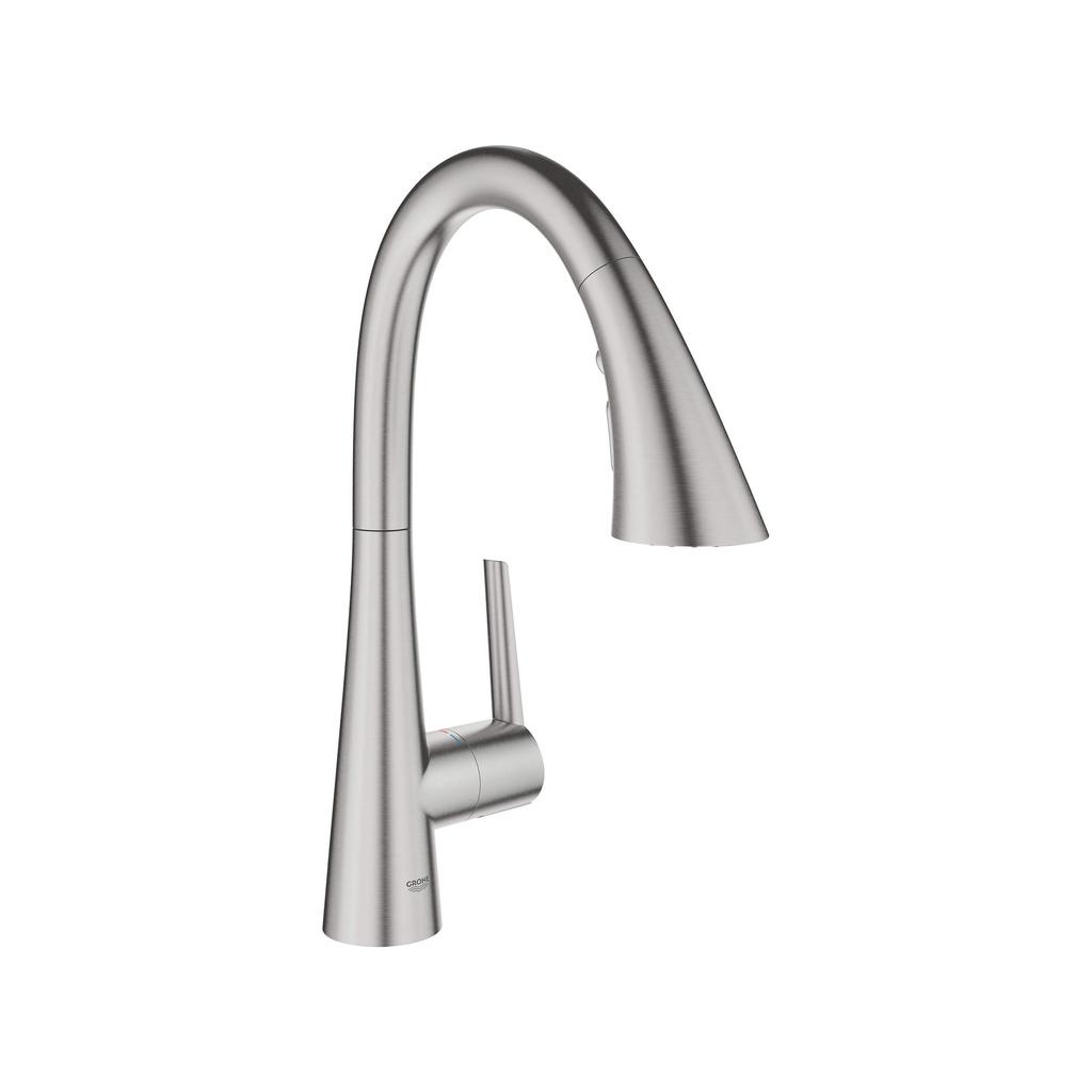 Grohe 30368DC2 Ladylux L2 Prep Sink Three Spray Pull Down Kitchen Faucet SuperSteel