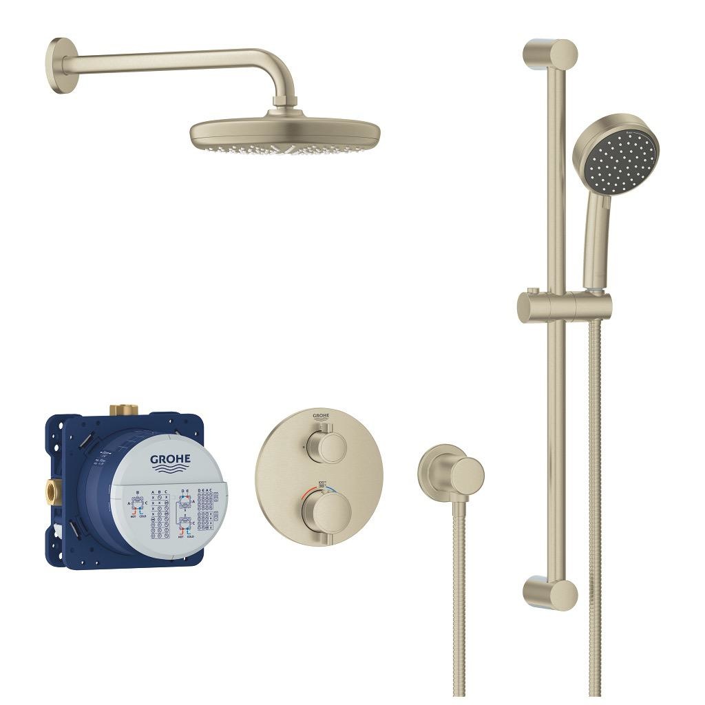 Grohe 34745EN0 Grohtherm Round Thermostatic Shower Set Brushed Nickel
