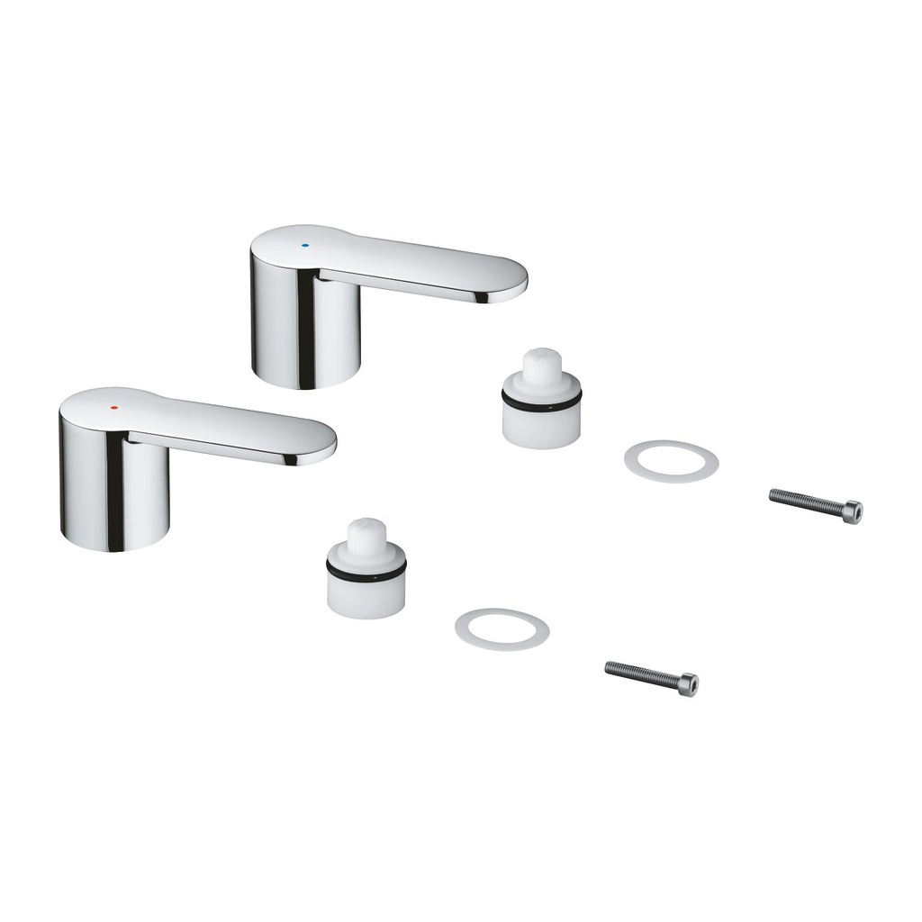 Grohe 48309000 Eurostyle Cosmop Pair Of Handles Bl/Red Chrome
