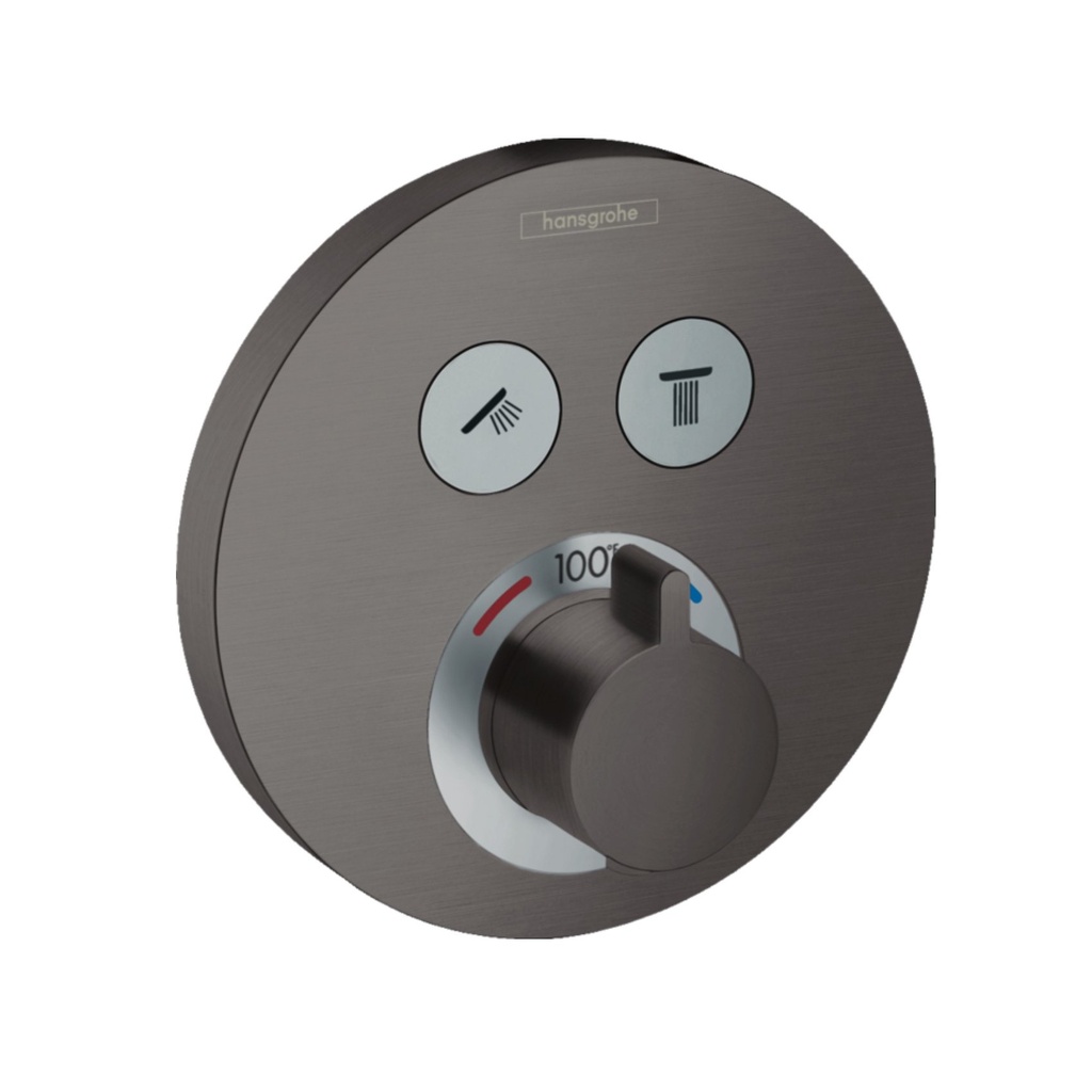 Hansgrohe 15743341 Hg Showerselect E Thermostatic Trim 2 Function, Round Brushed Black Chrome