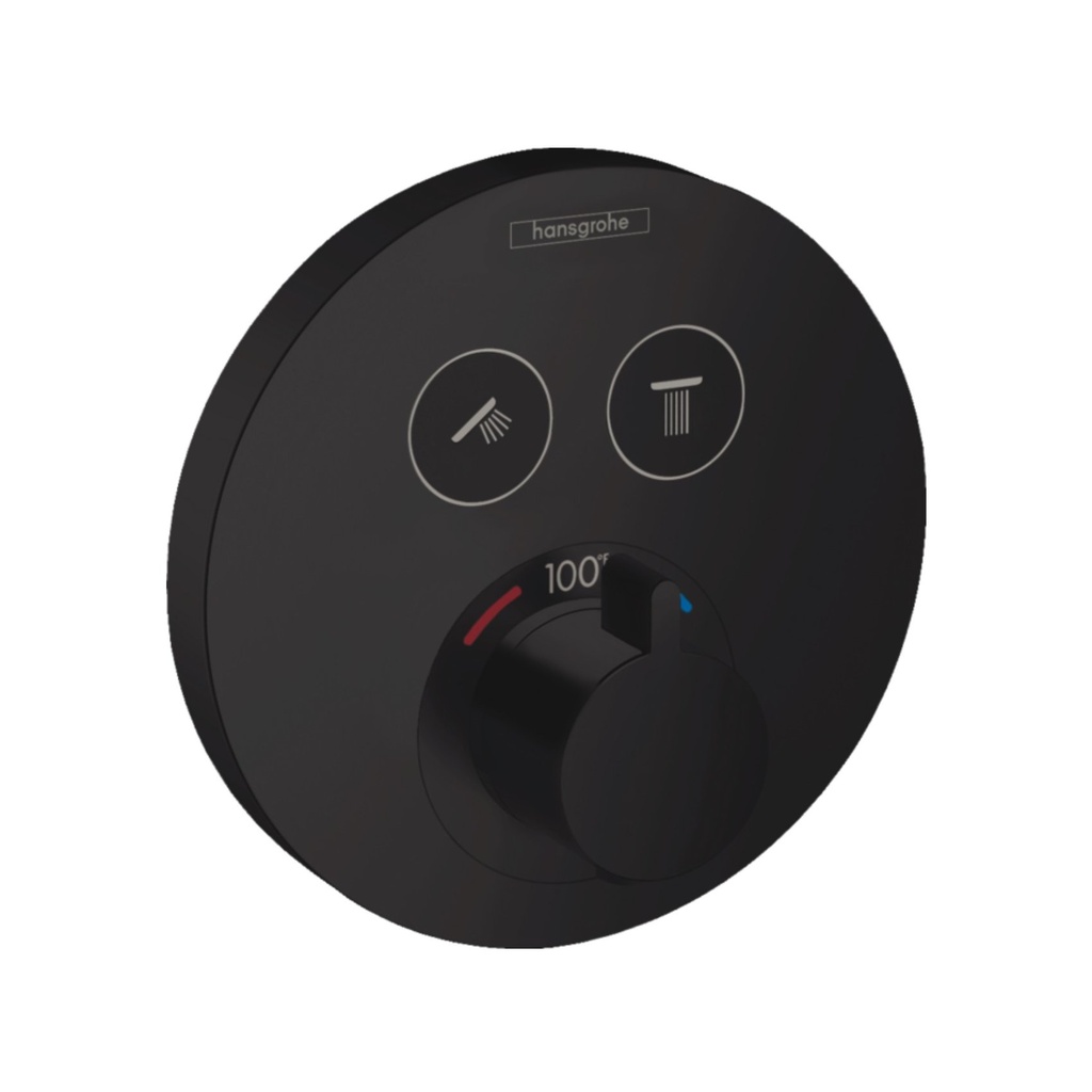 Hansgrohe 15743671 Hg Showerselect E Thermostatic Trim 2 Function, Round Matte Black