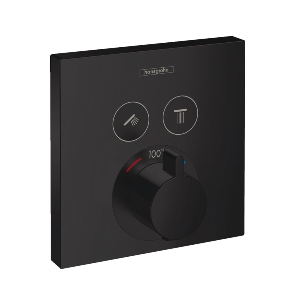 Hansgrohe 15763671 Hg Showerselect E Thermostatic Trim 2 Function, Square Matte Black