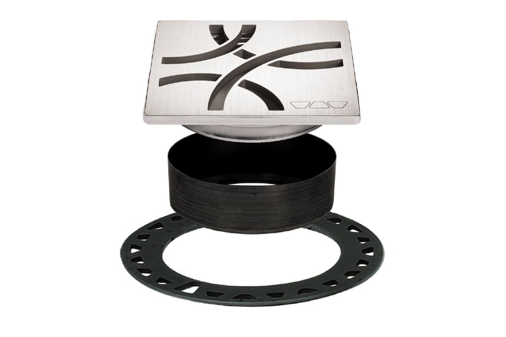 Schluter KDIF4GRKEBD6 Kerdi-Drain Grate Kit 4" Brushed Stn Steel Curve
