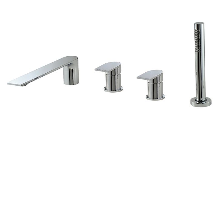 Aquabrass 92017 Alpha Deckmount Tub Filler With Handshower And 2 Mixers Brushed Nickel