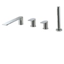 Aquabrass 92017 Alpha Deckmount Tub Filler With Handshower And 2 Mixers Brushed Nickel