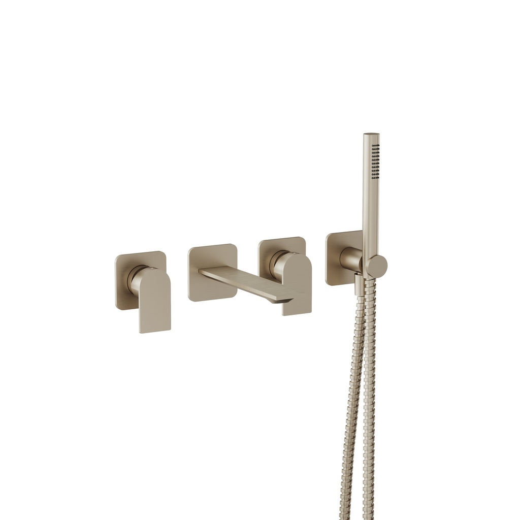 Aquabrass 92N04BN Alpha Wall Mount Tub Filler With Handshower Brushed Nickel