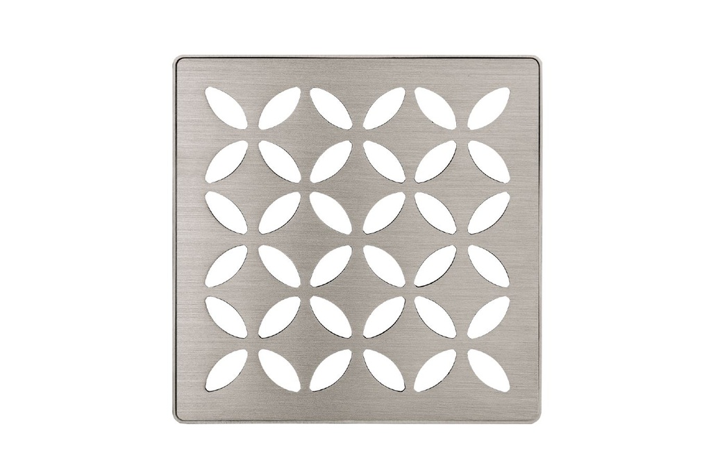 Schluter KDIF4GRKEBTD5 Kerdi-Drain Grate Kit 4" Brushed Nickel Floral