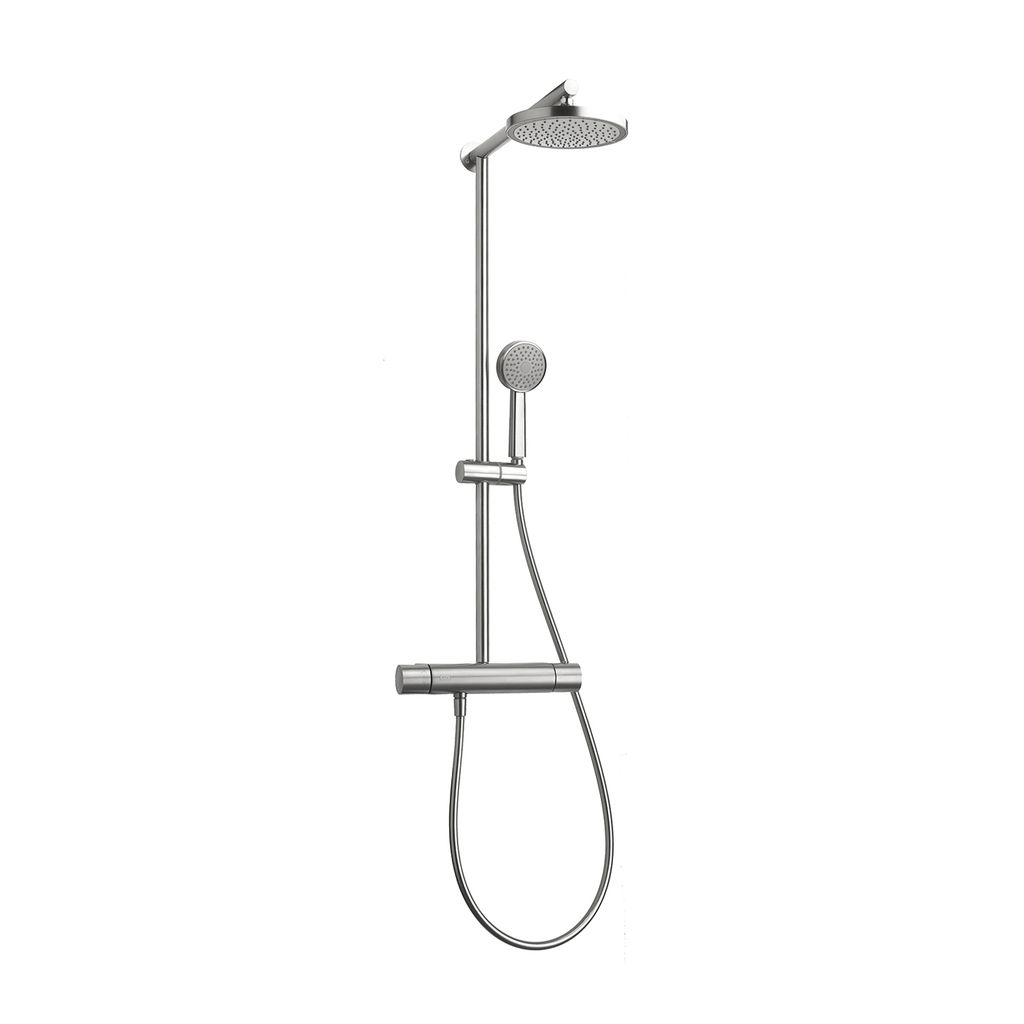 Aquabrass 52635 Tekno 1/2 Thermostatic Shower Column Brushed Stainless Steel