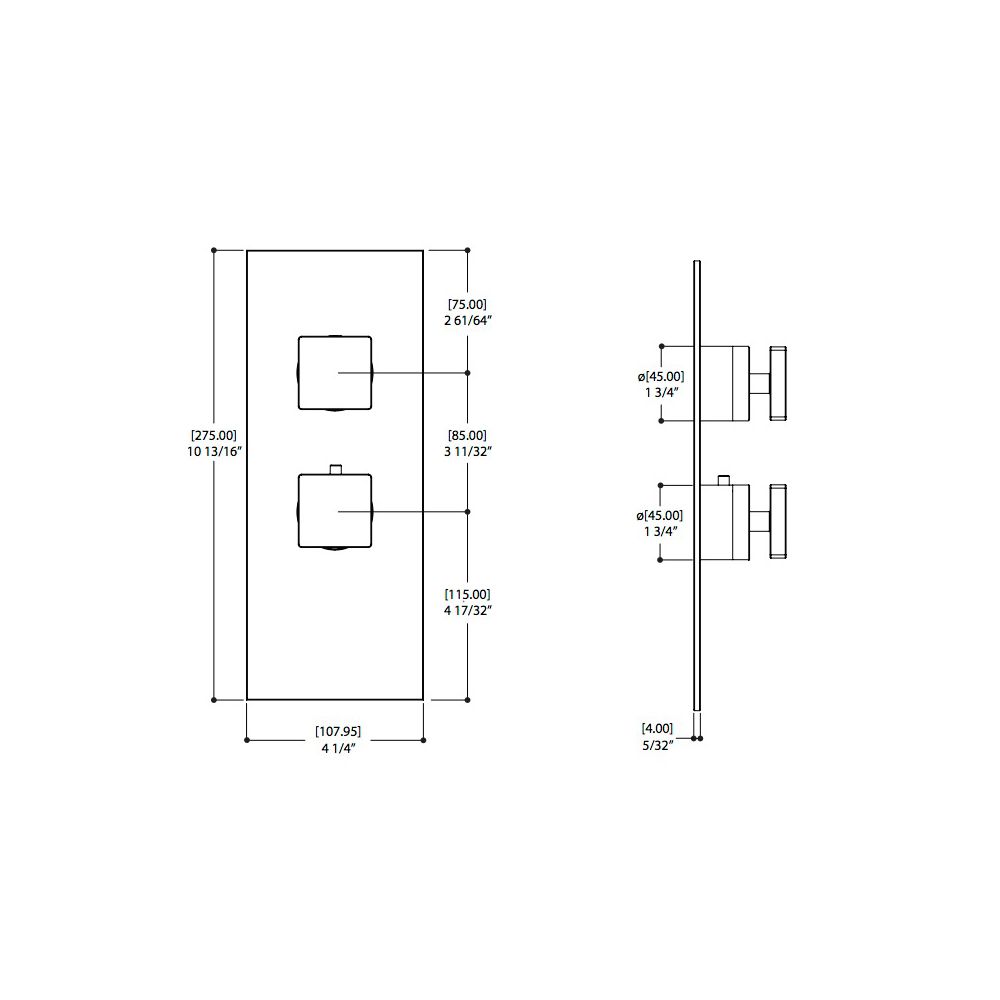 Aquabrass S3195 Square Trim Set For 1/2 Thermostatic Valve 12001 Polished Chrome