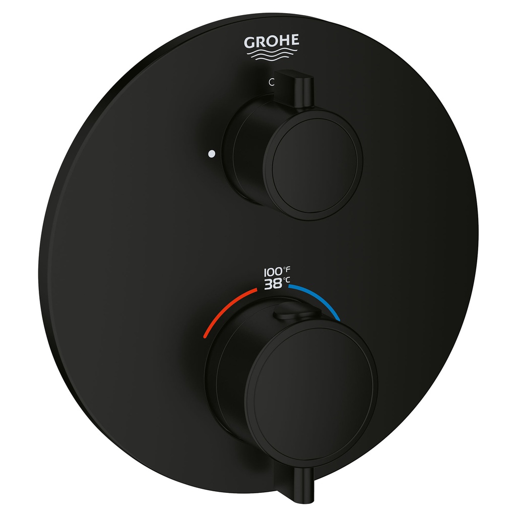 Grohe 241072430 Grohtherm Single Function 2-Handle Thermostatic Valve Trim Matte Black