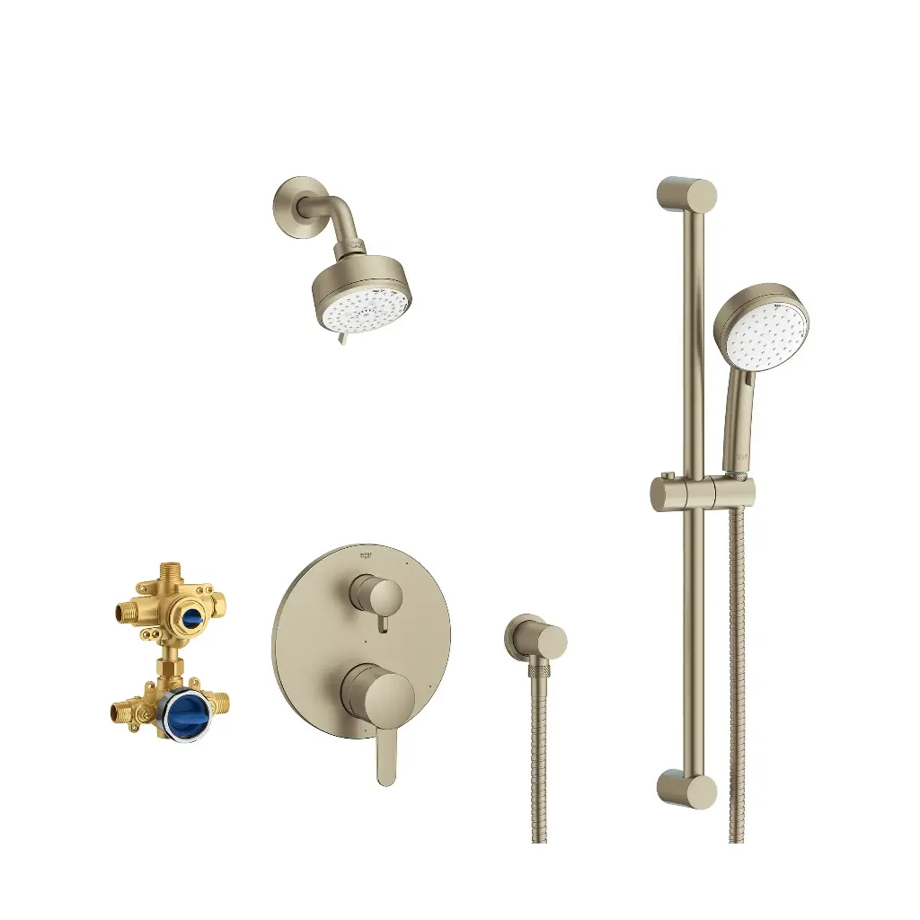 Grohe 29429EN0 Cosmopolitan 2-Handle Pressure Balance Shower Bundle Brushed Nickel