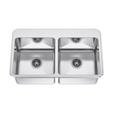 Franke LBD4408P-1-3 Double Sink With Ledge 18 Gauge Stainless Steel