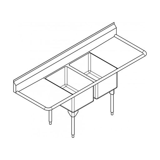 [FRA-RDL2448LR-1] Franke RDL2448LR-1 Restaurant Series 16 Gauge Double Sink